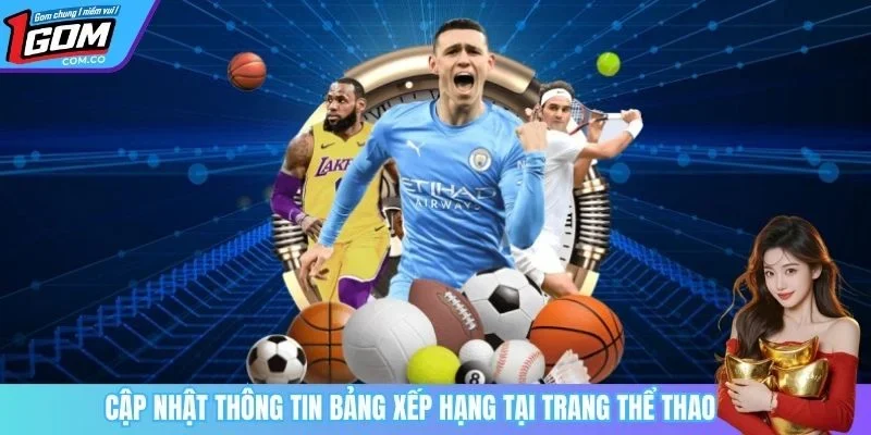 Cập nhật thông tin bảng xếp hạng tại trang thể thao